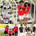 Một gia đình gồm ba trang phục Mickey cha mẹ và trẻ em Mickey Mickey mùa xuân bốn chiếc áo len mùa xuân và mùa thu mẹ và con áo thun ngắn tay màu đỏ - Trang phục dành cho cha mẹ và con