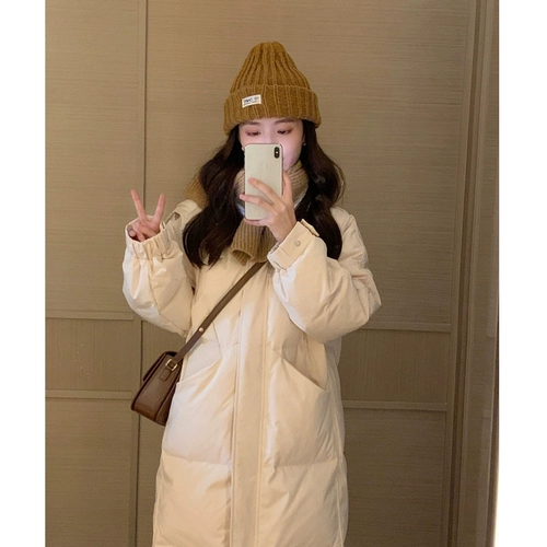 Белый пуховик, зимняя длинная куртка, коллекция 2023, подходит для подростков, средней длины, увеличенная толщина