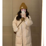 Белый пуховик, зимняя длинная куртка, коллекция 2023, подходит для подростков, средней длины, увеличенная толщина