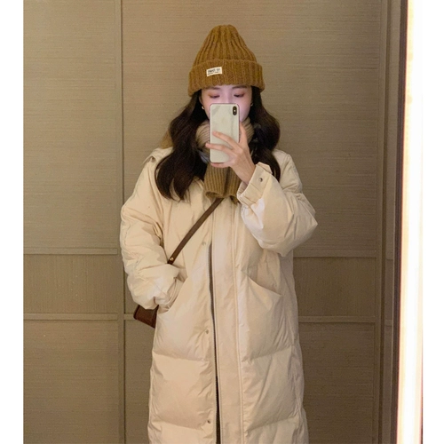 Белый пуховик, зимняя длинная куртка, коллекция 2023, подходит для подростков, средней длины, увеличенная толщина