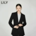 LILY2020 mùa xuân mới của phụ nữ khâu thiết kế dây rút eo giữa áo khoác dài 120130C2233 - Business Suit