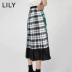 LILY2020 mùa hè mới của phụ nữ retro màu tương phản kẻ sọc lớn xích đu lớn Váy xếp ly chữ A 120220C6177 - Váy