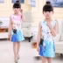 Girls Ice Romance Dress 2019 Mùa xuân và Mùa hè Trẻ em Mặc Trẻ nhỏ Cô gái Aisha Vest Công chúa Váy - Váy Váy