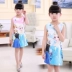 Girls Ice Romance Dress 2019 Mùa xuân và Mùa hè Trẻ em Mặc Trẻ nhỏ Cô gái Aisha Vest Công chúa Váy - Váy