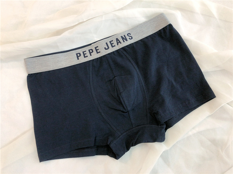 Dark Blue Grey Edge5 piece free shipping ● Europe and America original single foreign trade high quality pure cotton Solid color middle-waisted Flat angle Boxer underwear man