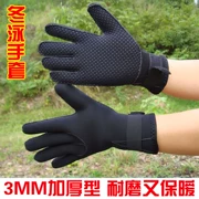 Găng tay dày 3MM màu đen ống thở Mùa đông bơi dày ống lặn lặn găng tay ấm cần chuẩn bị trượt bột màu xanh - Găng tay