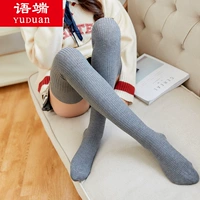 Quần legging nữ đầu gối ấm áp mùa xuân và mùa thu dày vớ dài nữ đại học Hàn Quốc vớ đùi sọc mỏng tất đùi nữ dễ thương