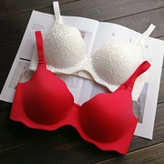 Đẹp đẹp đỏ không vòng thép áo ngực mỏng một mảnh đồ lót liền mạch nữ trắng cỡ lớn MM béo 90