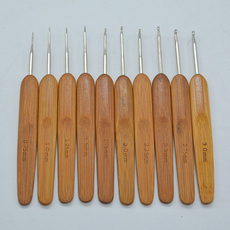 Игла 套装 碳化钩针 竹柄单头钩针 毛衣毛线勾针 diy编织工具