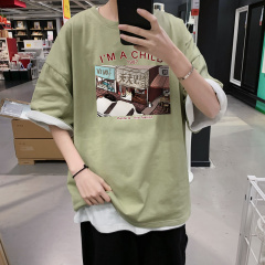 Short sleeve t-shirt men's 2021 summer new fashion brand top large size loose fit men's suit with versatile half sleeve