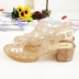Đặc biệt cung cấp mùa hè retro nữ tinh thể trong suốt dày với gót dép nhựa dép Roman giày thạch giày bãi biển