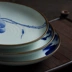 Sáng tạo màu xanh và trắng tráng men bộ đồ ăn vẽ tay Jingdezhen nhiệt độ cao món ăn đĩa phẳng tấm súp tấm trái cây Trung Quốc nồi giữ nồi - Đồ ăn tối