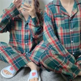 Комфортная хлопковая пижама, брендовый кардиган, лонгслив, штаны, для влюбленных, в корейском стиле, подходит для весны и осени