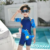 Детский высокий быстросохнущий купальник для мальчиков, пляжный мультяшный динозавр для плавания, защита от солнца