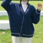 2018 mùa thu Hàn Quốc tuổi-giảm cao đẳng lỏng V-Cổ màu phù hợp với áo len cardigan nữ sinh viên bên ngoài áo len áo áo kiểu nữ đẹp 2021