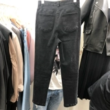 Осенние черные джинсы, приталенные эластичные штаны, большой размер, высокая талия, свободный прямой крой