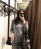 Zara, осенний базовый трикотажный лонгслив, свитер, высокий воротник