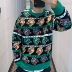 Mùa thu đông 2019 nam mới phiên bản đầy đủ màu xanh lá cây của áo len dệt kim rộng len cổ tròn áo len thủy triều JY120126E - Cặp đôi áo len