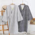 Couple áo ngủ Nhật Bản kimono nam của phụ nữ mùa xuân và mùa thu bông ngắn tay áo choàng tắm và áo gió mùa hè phần mỏng Night Robe
