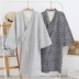 Couple áo ngủ Nhật Bản kimono nam của phụ nữ mùa xuân và mùa thu bông ngắn tay áo choàng tắm và áo gió mùa hè phần mỏng