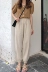 Hàn quốc phiên bản của retro hoang dã vuông cổ áo phồng tay áo phụ nữ + cao eo lỏng màu rắn chùm chân thường nở quần phù hợp với ao kieu dep Bộ đồ