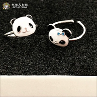 Panda Wenchuang Hall Tứ Xuyên Thành Đô Lưu niệm Quà tặng ở nước ngoài Panda Ring Ring Khóa trẻ em Trang trí - Nhẫn nhẫn cưới bảo tín minh châu