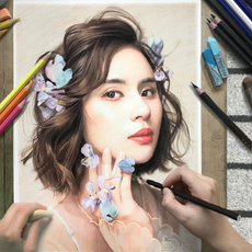 Контурный рисунок 素描画像肖像纯手绘真人头像转手绘画照片彩铅画代画素描头像定制