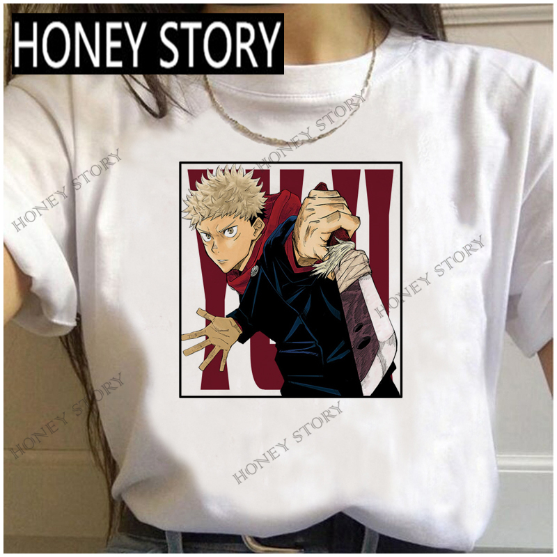 25806 WhiteJapanese Anime T Shirt comic Spell return war printing men and women T-shirt trend personality Short sleeve