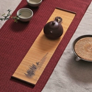 In lụa tre mat trà Kung Fu trà đạo tre khô rèm trà Zen khay mat mat tre cách nhiệt trà coaster - Trà sứ