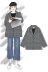 Chuối chuối Hàn Quốc tính khí lỏng mỏng phù hợp với cổ áo retro hit màu mỏng kẻ sọc áo khoác nữ mùa thu váy nữ Business Suit
