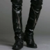 Xu hướng mùa đông cá tính dây kéo Hàn Quốc phiên bản của bàn chân Slim nam da đen quần đầu máy hiệu suất chặt chẽ của người đàn ông quần da quần sooc Quần da