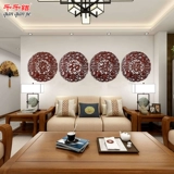 Dongyang Woodcarvan Camphor Wood Cranced Blassing Square Круглый фон