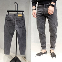 7 kho mùa thu và mùa đông twill jeans giản dị quần màu nam giặt cho quần đen nam cũ quần nam ống rộng