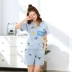 Đồ ngủ của Phụ Nữ Mùa Hè 2018 Cotton Ngắn Tay Áo Dễ Thương Hàn Quốc Casual Áo Khoác Ngoài Cotton Mỏng Nhà Dịch Vụ Set