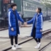 Áo khoác cotton mùa đông Phiên bản Hàn Quốc của áo khoác mỏng nam và nữ trong phần dài trên đầu gối trùm xuống áo khoác cotton nam
