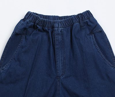 Mô hình mùa hè trung và tuổi già siêu mỏng thường cắt quần đàn hồi eo quần nam cao eo stretch loose quần short denim Cao bồi
