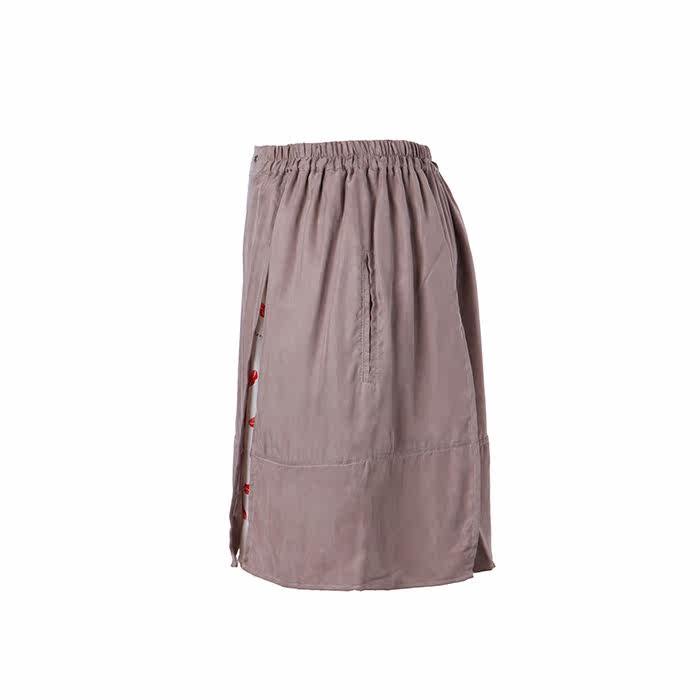 【猫头鹰说hoo】原创设计 双层铜氨丝松紧4片腰裙半裙豆沙色红唇