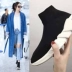 Căng vớ giày nữ mùa hè mới 2018 hoang dã Hàn Quốc ulzzang cao để giúp thể thao ins vớ siêu lửa khởi động giày da cao cổ nữ Giày cao gót