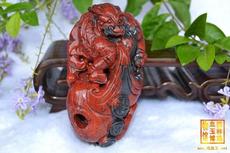 Ювелирный камень 热卖桂林龙胜鸡血玉手把件 把件 黑地红黄金玉飘花 送礼收藏t0074