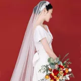 Кружевное ципао из жемчуга, белая фата невесты, свадебное платье, аксессуар для волос, вуаль, в цветочек