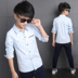 Quần áo trẻ em boy 15 áo mùa hè dài tay con lớn 12 tuổi của trẻ em áo 10 Hàn Quốc phiên bản của áo sơ mi cotton mỏng triều Áo sơ mi