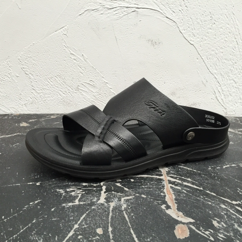 Mùa hè 2019 mới bị hỏng mã xử lý giày da nam da bò hở ngón thoải mái dép nam hai mang giày đi biển cỡ lớn - Sandal
