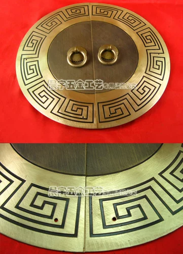 Античный китайский ручка с картами из китайской круглой двери/Чистая медная ручка/резное цветочное шкаф Дверь медная рука/диаметр Cyb205 24 см.
