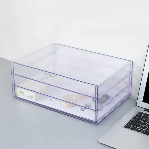 Усовершенствованный бизнес -прозрачный A4 Настольный настольный компьютер Трехнологический файловый шкаф горизонтальный ящик Сортировка и хранение канцелярские товары канцелярские товары офис