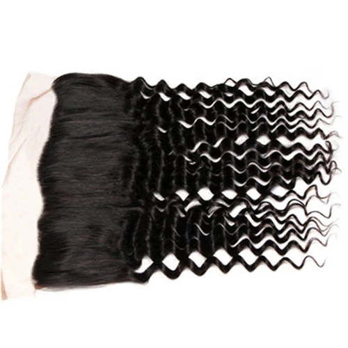 Кружевное закрытие передней части малазийской глубокой волны закрытие человеческих волос