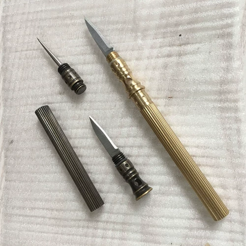 Универсальный латунный брелок, маленький складной нож, невидимый портативный комплект