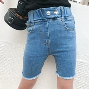 Quần bé gái hè 2019 quần trẻ em mới, gas ngoại, quần jeans 2 nút, phiên bản Hàn Quốc của quần năm điểm hoang dã - Quần jean