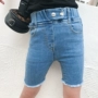 Quần bé gái hè 2019 quần trẻ em mới, gas ngoại, quần jeans 2 nút, phiên bản Hàn Quốc của quần năm điểm hoang dã - Quần jean quần jean lưng thun cho bé
