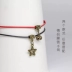 Retro may mắn cỏ Hàn Quốc phiên bản của chuông vòng chân nam giới và phụ nữ đỏ đen dây da chân dây sinh viên vài xu hướng bracelet trang sức