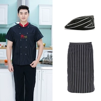 Черный фартук, шапка, короткий рукав